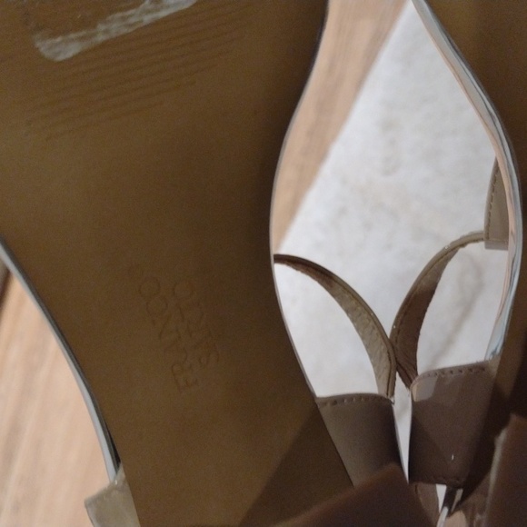 Franco Sarto Strappy Sandal Block Heel Bright Green and Cream - Picture 11 of 14